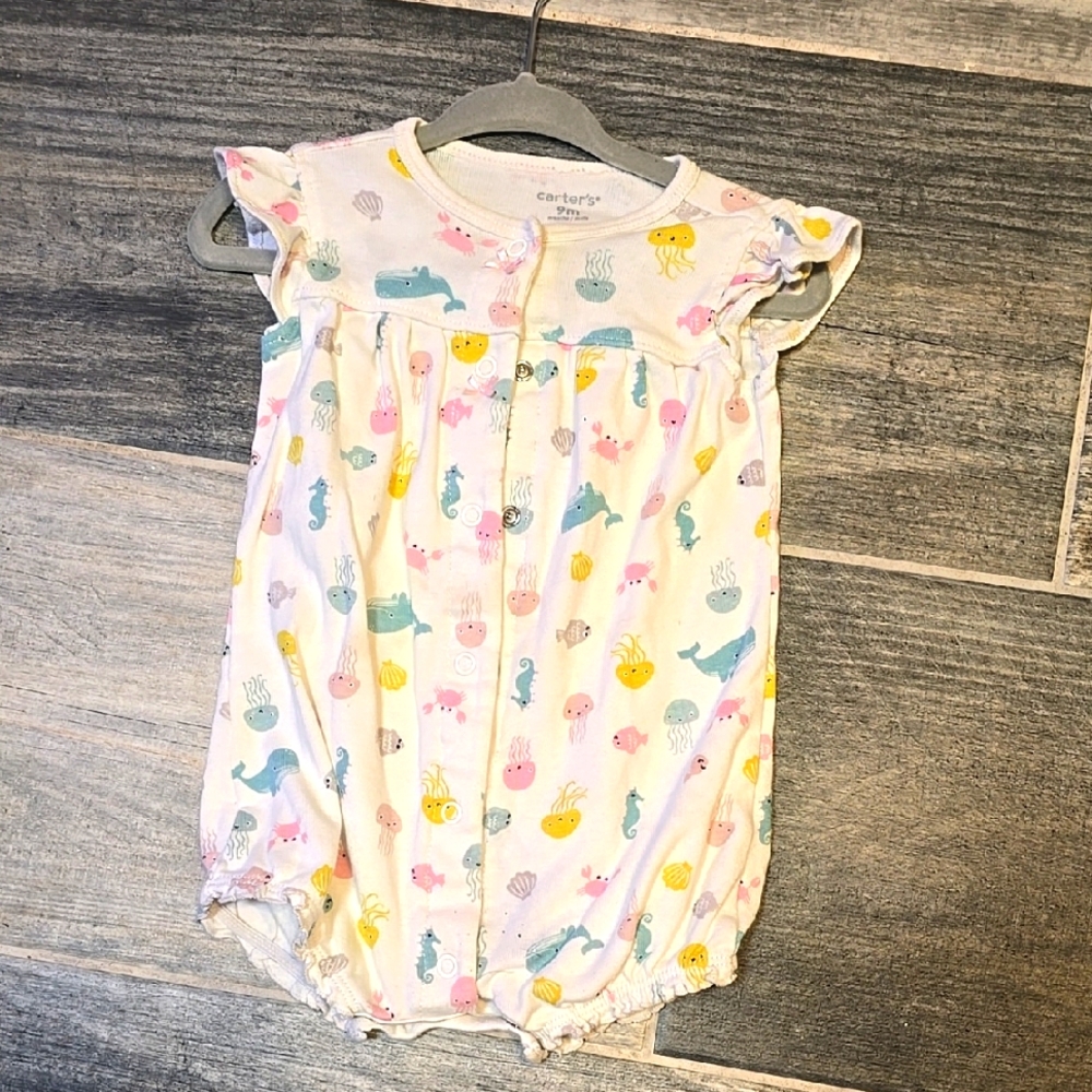 Colorful Sea Creature Baby Romper 9 Mos